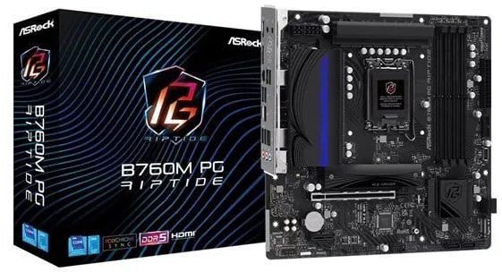 ASRock B760M PG Riptide Moederbord - Intel B760 - Intel LGA1700 socket - DDR5 RAM - Micro-ATX