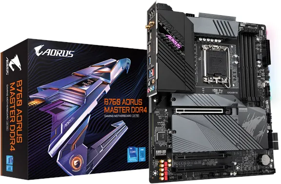 GIGABYTE B760 AORUS MASTER DDR4 Moederbord - Intel B760 - Intel LGA1700 socket - DDR4 RAM - ATX